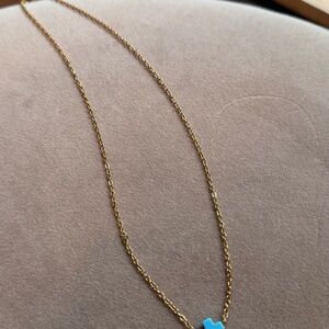 Gold and Blue Cross Pendant Necklace